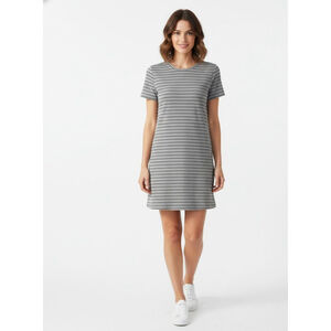 Zara Gray Black Striped Short Sleeve Mini Dress M